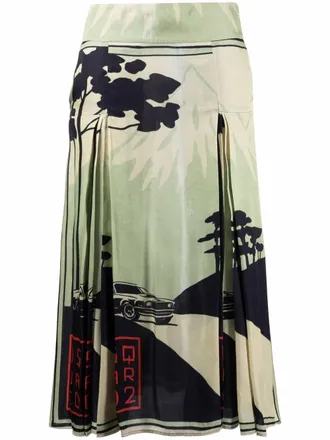 Dsquared2 Plooirok met print - Groen