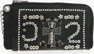 Dsquared2 Portafoglio Effetto Vintage in Pelle con Paillettes Dsquared2