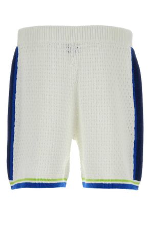 Casablanca Mens White Crochet Bermuda Shorts Whiteblue Exterior: Cotton Polyester