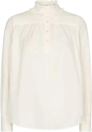 Mos Mosh Elegante LS Blouse in Ecru - Dames - Blouses - Beige - S - Overhemden
