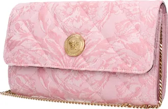 Versace Womens Quilted Fabric Clutch Pink