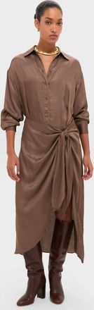Apiece Apart Alessandra Sarong Shirt Dress In Morel