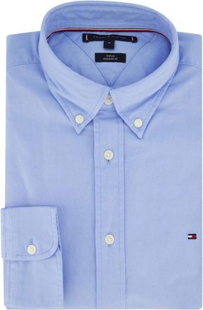Tommy Hilfiger Shirt met Vlaggenborduring Regular Fit - Heren - Casual Overhemden - Blauw - S - Katoen - Overhemden
