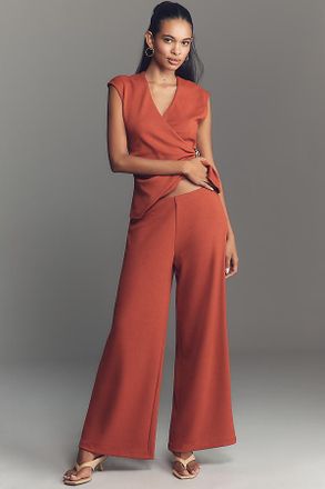 Maeve Knit Wide-Leg Pull-On Pants