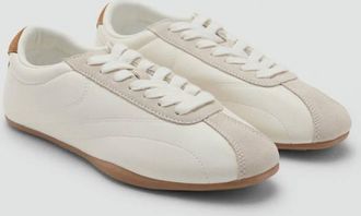 Mango Sneaker pelle inserto contrasto bianco - Donna - 36 - MANGO