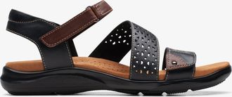 Clarks Womens Kitly Way Black Leather Sandals - Size UK 7