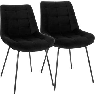 Elama 2 Piece Tufted Chair with Metal Legs in Black at Nordstrom