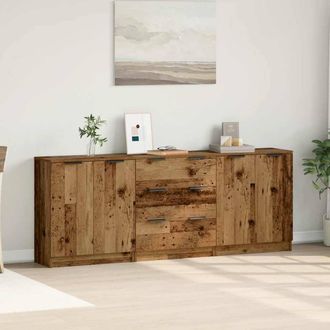 Berkfield Home Sideboards 3 pcs Old Wood 60x30x70 cm Engineered Wood in Brown | Size: 60 x 30 x 70 cm