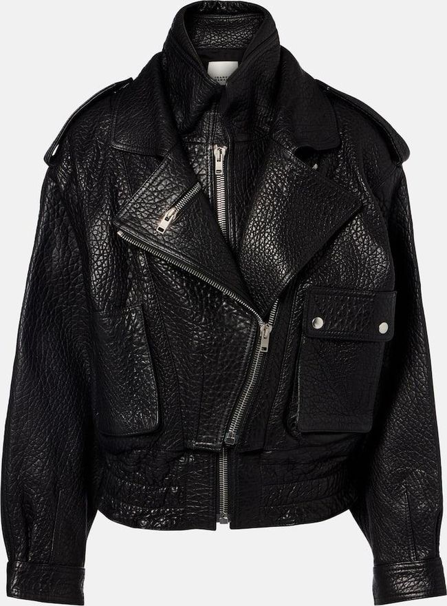 Aneli leather biker jacket