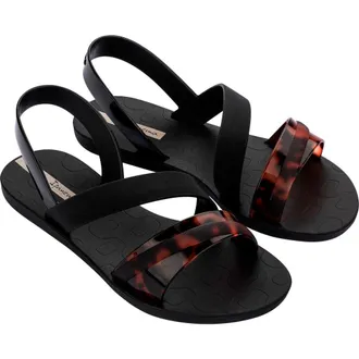 Ipanema Vibrant Water Resistant Slingback Sandal in Black/Turtle/Beige at Nordstrom, Size 10