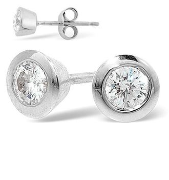 The Diamond Store Platinum Rub-over Diamond Stud Earrings - 1CT - G/VS - 7mm