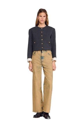 Sandro Rhinestone tailored jacket in Grey /Brown at Nordstrom, Size 36 Eu