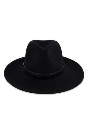 AllSaints Rivet Logo Fedora in Matte Black at Nordstrom Rack