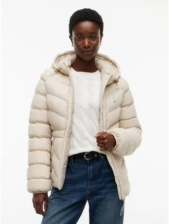 Tommy Hilfiger Womens Lightweight Quilted Hooded Jacket - Classic Beige - XXL