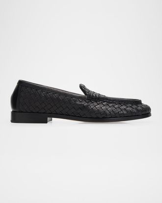 Bottega Veneta Silenzio Intrecciato Leather Loafers