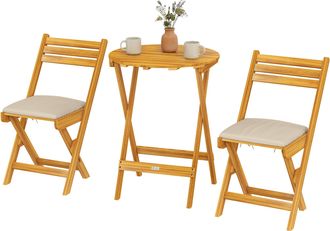 OUTSUNNY Set Da Giardino 3 Pezzi Pieghevole In Legno Di Acacia