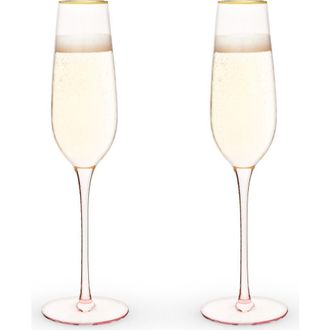 Twine Rose Crystal Champagne Flutes Set of 2 in Pink at Nordstrom