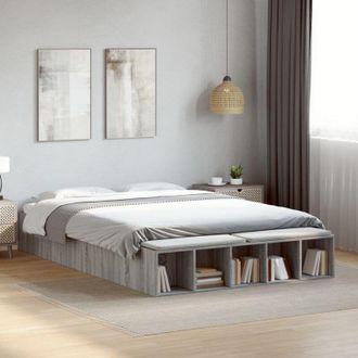 vidaXL Vidaxl - Estructura De Cama Madera De Ingenier&iacute;a Gris Sonoma 150x200 Cm