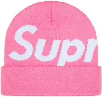 SUPREME intarsia-logo beanie hat - Pink