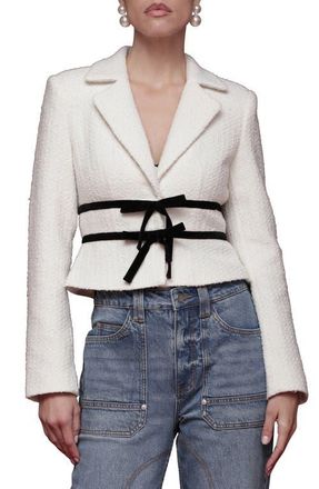 Avec Les Filles Bow Tweed Crop Jacket in Ivory at Nordstrom, Size Large