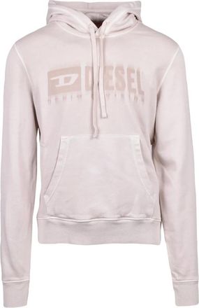Diesel Hoodies & sweatvesten, Heren, Beige, M, Katoen, Felpa con cappuccio