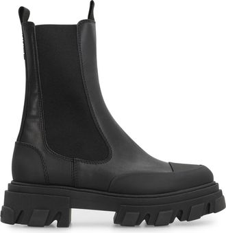 Ganni Mid Chelsea Boots - Dames - Chelseaboots - Zwart - 40 EU - Leer - Schoenen