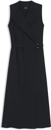 BOSS Dimosa Sleeveless Belted Midi Wrap Dress in Sky Captain at Nordstrom, Size 14