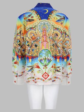 Casablanca Printed Viscose Linen Shirt - Blue