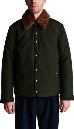 Pop Trading Company Groene gewatteerde jas met corduroy kraag - Heren - Zomerjassen - Groen - XL - Katoen - Jassen