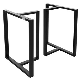ML Design 2x patas de mesa industrial 60x72 cm acero negro mate en forma de t