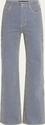 Veronica Beard Crosbie Wide-Leg Stripe Jeans