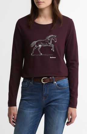 Barbour Rosamund Horse Graphic T-Shirt in Fig at Nordstrom, Size 10