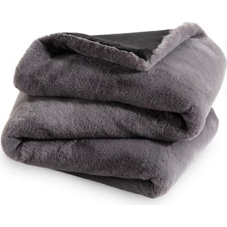 Bare Home Faux Fur Throw Blanket in Dark Grey at Nordstrom, Size Standard