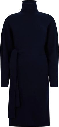 Malo Jurk met col en ceintuur - Blauw