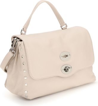 Zanellato Womens Postina Daily Handbag Small White Carnaroli Calf Leather Bos Taurus Handbags Hand Bags