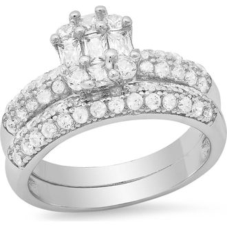 Steeltime 18k White Gold Plated 2-Piece Ring Set in Silver at Nordstrom Rack, Size 7