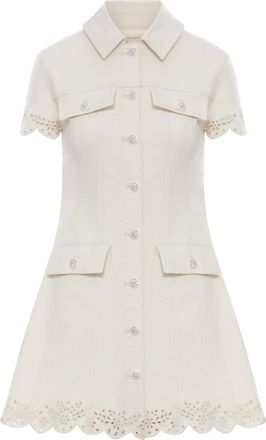 Self Portrait CREAM BRODERIE DENIM MINI DRESS - Self-portrait - Woman