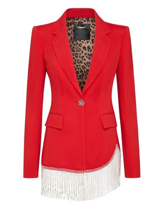 Philipp Plein Sophia Full Color Crystal Blazer Fringe