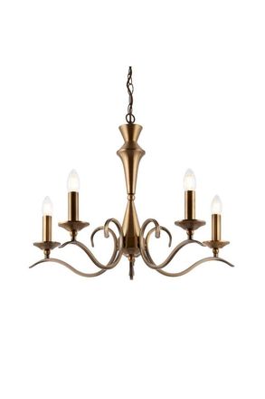 Netlighting Kora 5 Light Multi Arm Ceiling Pendant Candle Antique Brass E14 in Gold