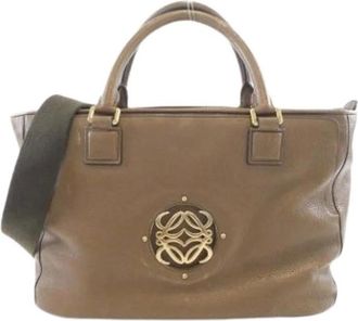Loewe Pre-owned Handbags, female, Brown, Size: ONE SIZE Pre-owned Leather Shoulder Bag