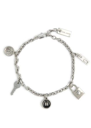 Marc Jacobs Button Charm Silver-plated Bracelet - Black And Silver - One Size