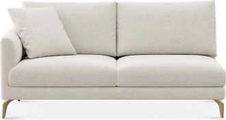 Castlery Lena Left Arm 2 Seater Sofa Customized, Performance Classic Twill Cream Brass Legs, Spill Resistant, Removable Covers for Sofas, Castlery