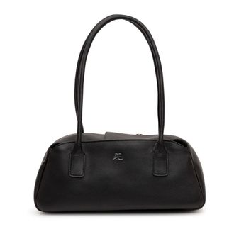 Courr&egrave;ges Shoulder Bags, female, Black, Size: ONE SIZE Strip Leather Bag