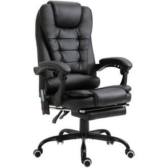 OEM Silla De Oficina Con 7 Puntos De Masaje Con Reposapi&eacute;s Retr&aacute;ctil Altura Ajustable Control Remoto Y Tejido De Pu Negro