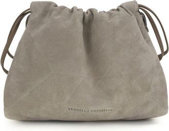 Brunello Cucinelli Gray Calf Leather Bos Taurus Clutch Womens Bag