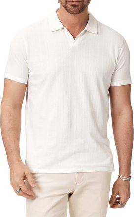 John Varvatos Zion Jacquard Organic Cotton Polo in Salt at Nordstrom, Size Large