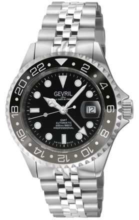 Gevril Group Womens Wall Street GMT Automatic Black Dial Mens Watch