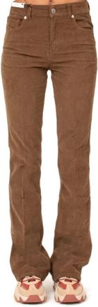 Pantaloni Torino Bruine fluwelen broek met zijzakken - Dames - Wijde Broeken - Bruin - W27 - Katoen - Broeken