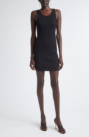 Saint Laurent Cassandre Cotton Rib Dress in Noir at Nordstrom, Size Medium