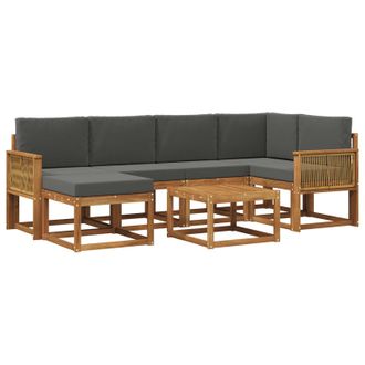 vidaXL Conjunto De Sof&aacute;s De Exterior 7 Pcs Natural Y Antracita Vidaxl